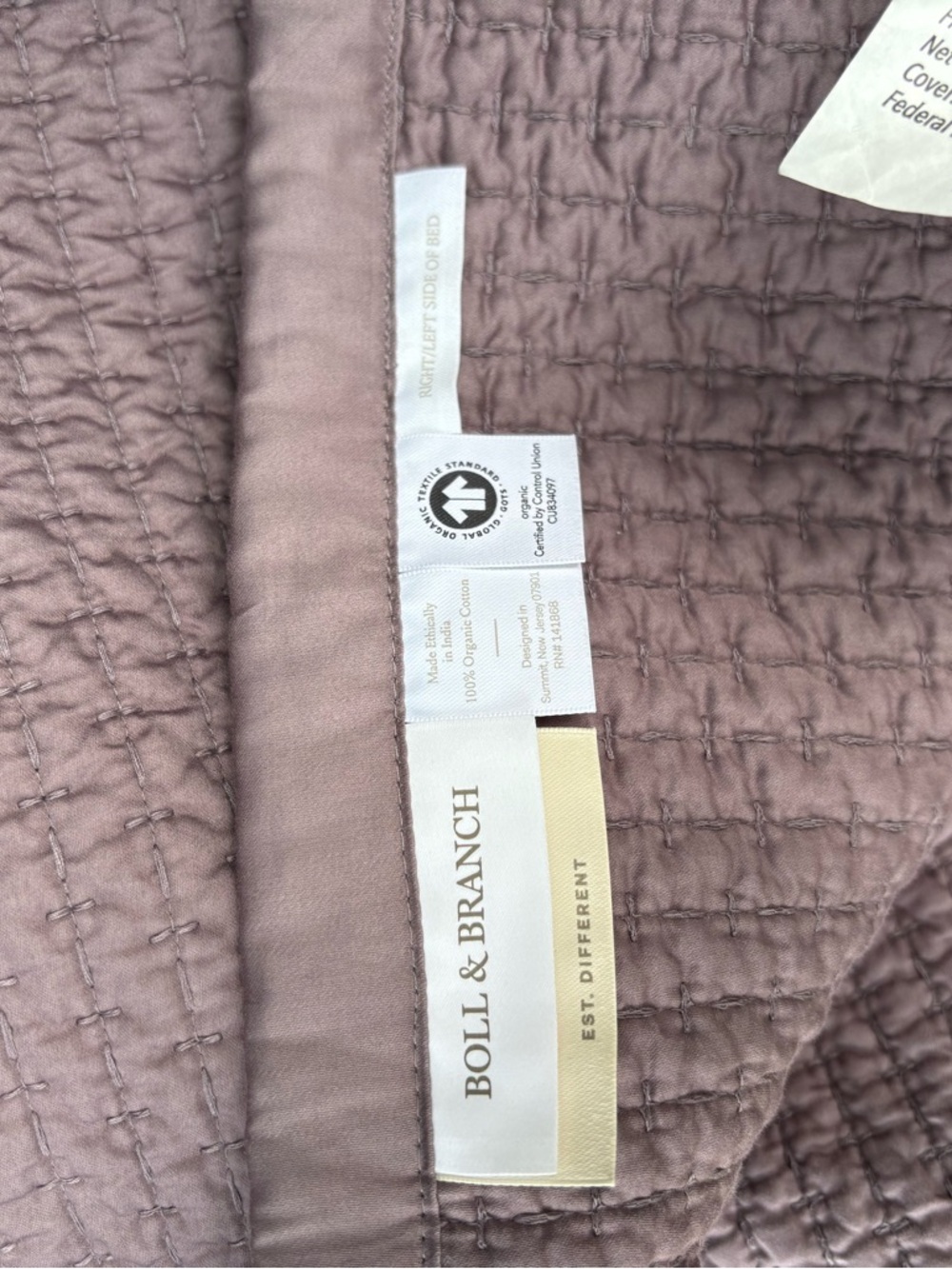 Boll & Branch Signature Textured Stitch Organic Cotton Quilt Plum Full Queen NWO - Picture 8 of 8